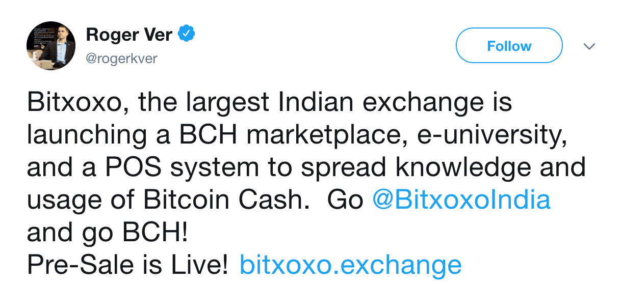Roger Ver of Bitcoin.com Calls Bitxoxo Exchange the “Largest Indian Exchange” - 6