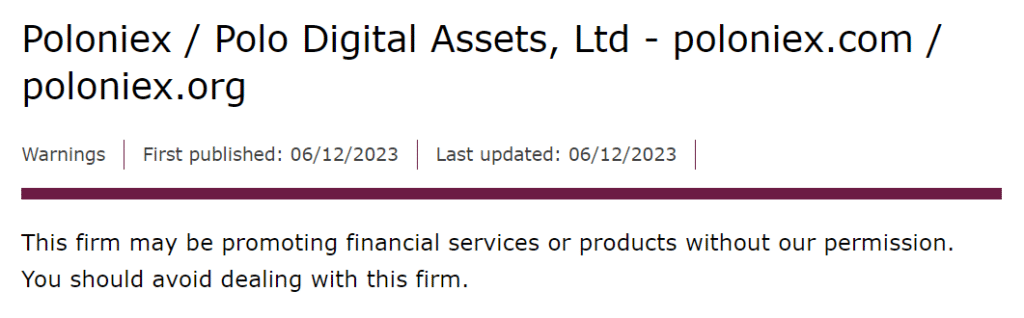 British FCA adds Poloniex to warning list, says exchange offers services without permission - 2
