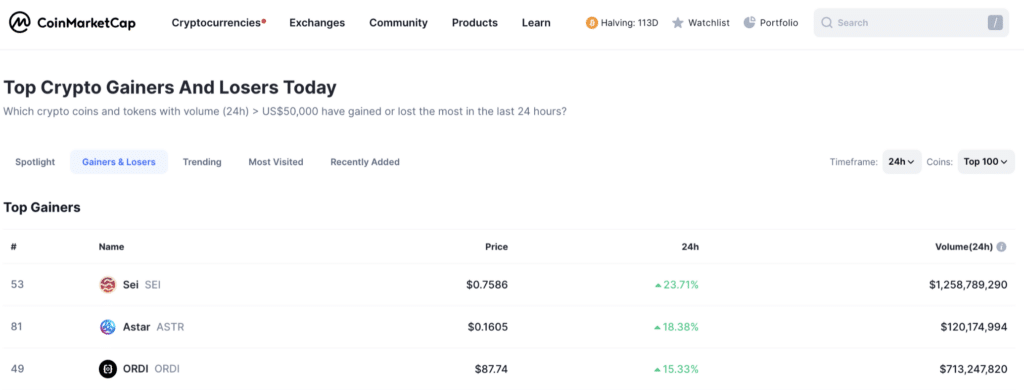 SEI leads the top crypto gainers with 23% jump - 2