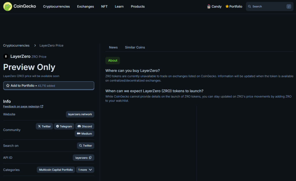 LayerZero token
