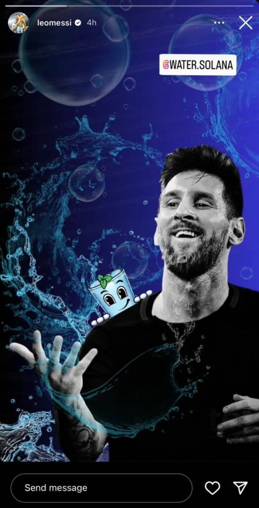 WorldCup winner Lionel Messi promotes Solana memecoin WATER - 2