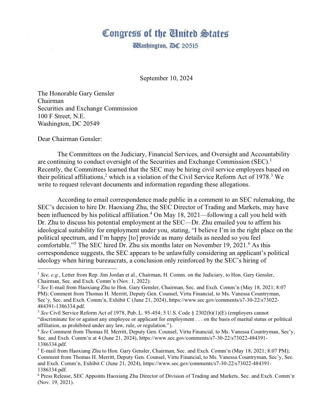 Top GOP lawmakers scrutinize SEC's Gensler on hiring - 3