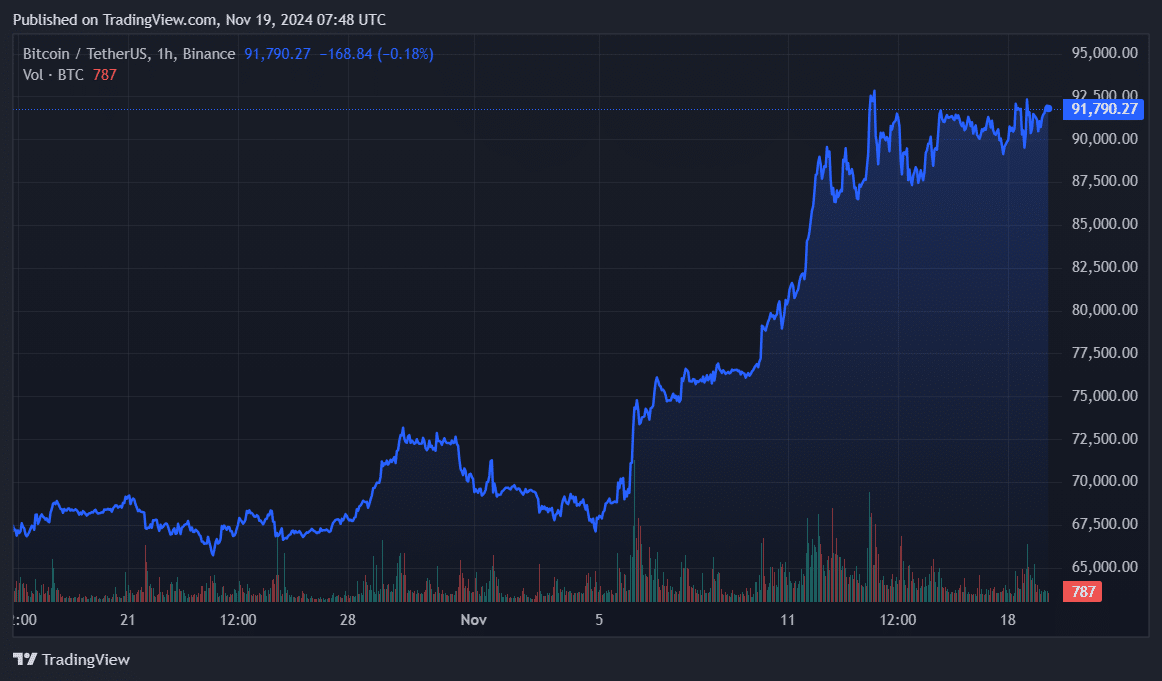 Whale buying spree pushed Bitcoin to $92k; can it reach $100k before December? - 2