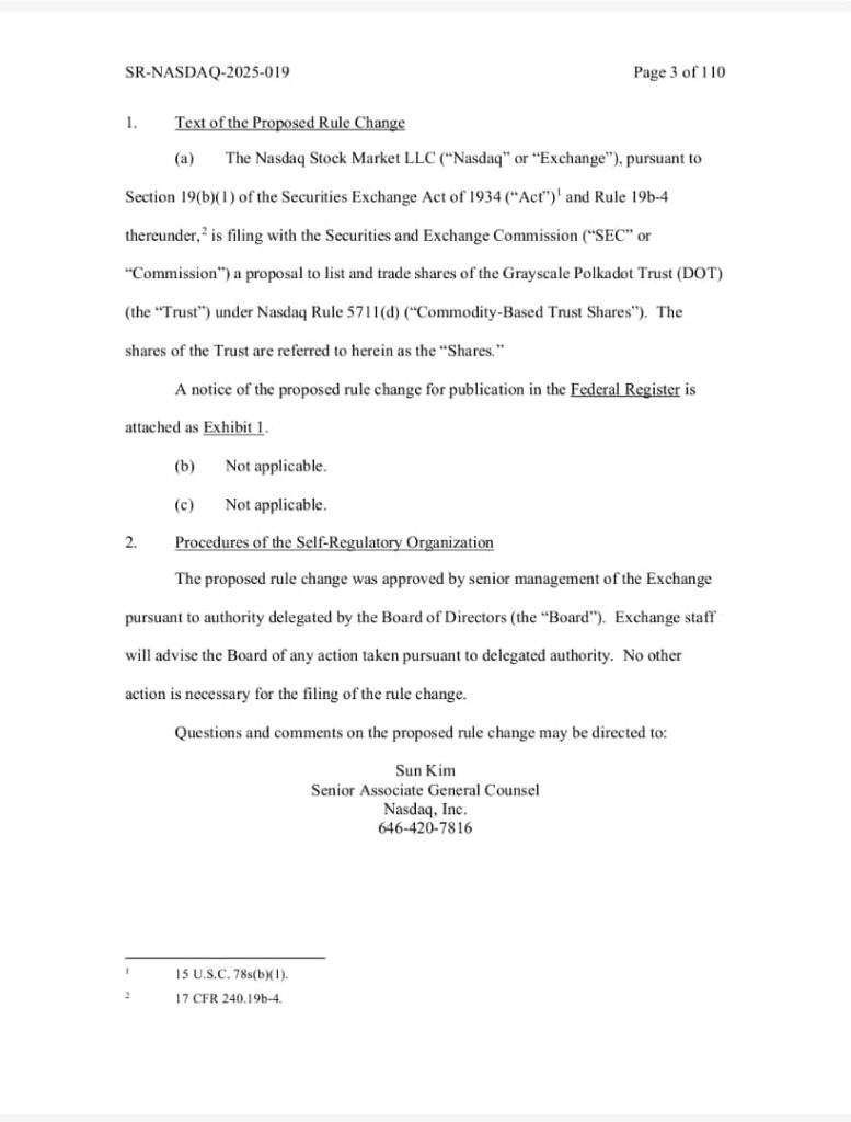 Nasdaq files to list Grayscale Polkadot Trust Shares - 3