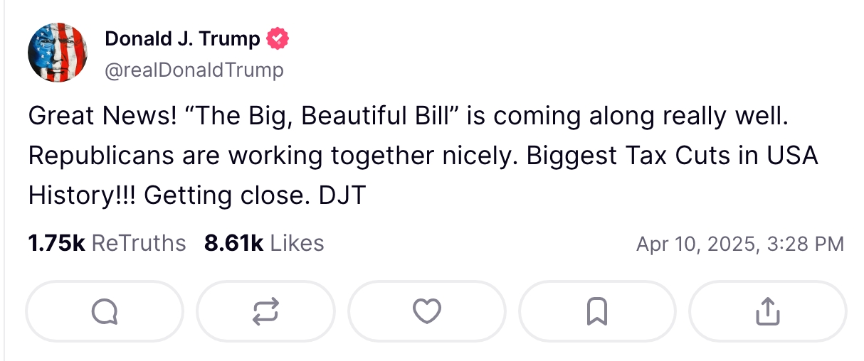 Crypto prices rose after Trump post on tax