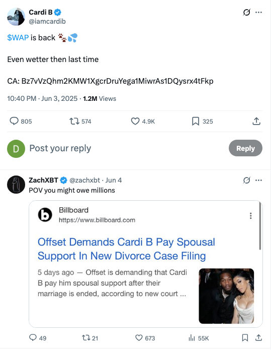 Cardi B’s WAP memecoin pump ends in another rug pull ... again - 4