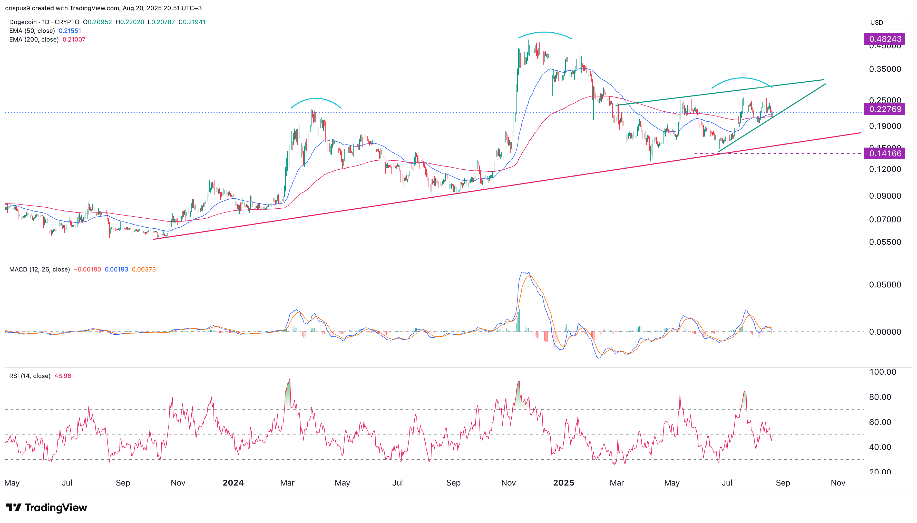 Dogecoin price path to $1 stalls as dangerous patterns form - 1