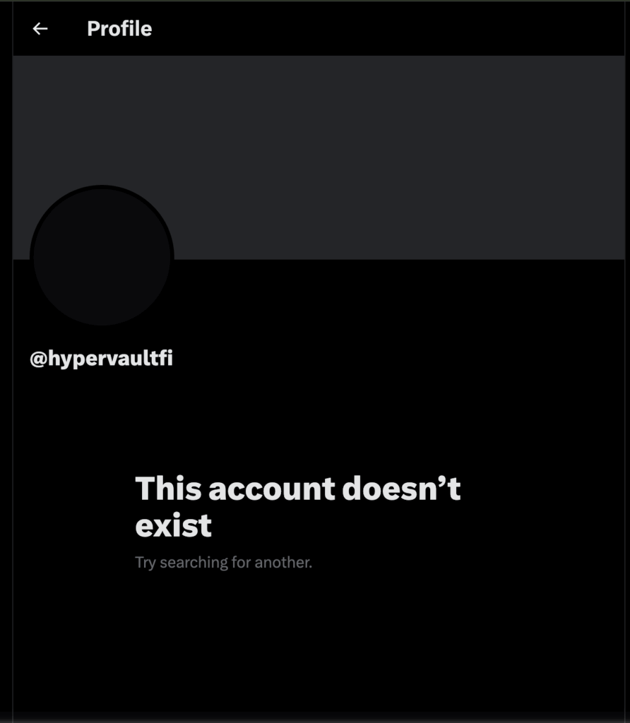 Hypervault's X account vanishes amid rug pull fears.