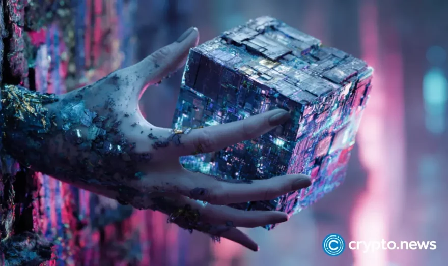 robot hand symbolizing AI on the BNB chain