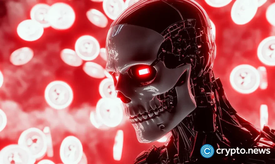A robotic scull displayed with lost digital assets