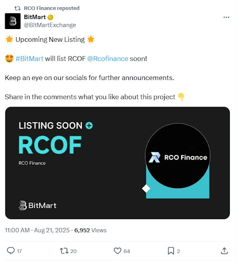 RCOF token presale at $0.16 ends soon before Bitmart launch - 1
