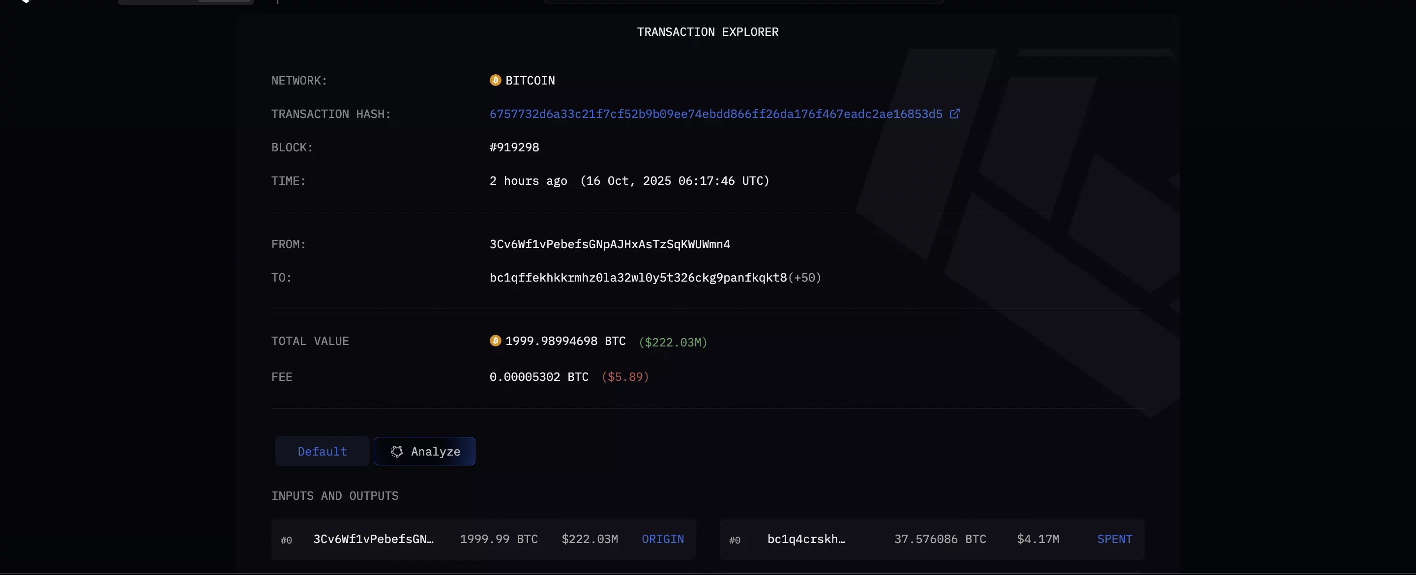 Screenshot from Arkham Intelligence showing the OG Bitcoin whale's portfolio shuffles.