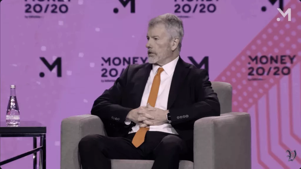 Screenshot showing Michael Saylor during his interview.