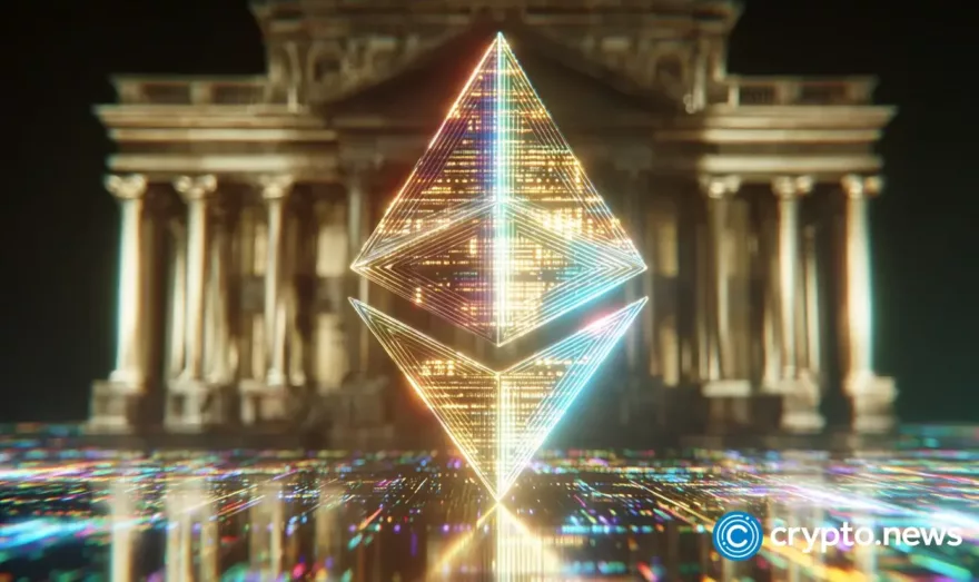 Ethereum over the White House, symbolizing efforts by Aave, Uniswap, Lido and others to change regulation. 