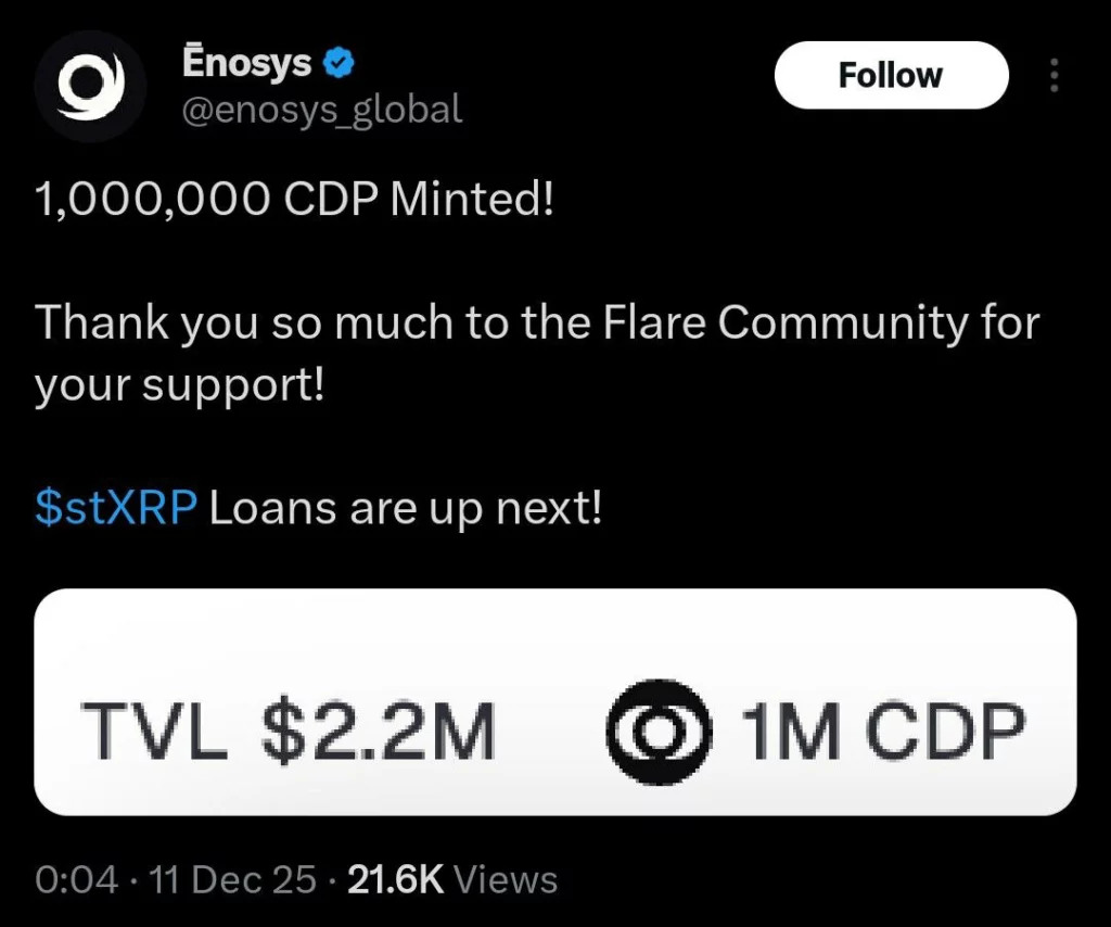 Enosys Loans; the first XRP-backed stablecoin to Flare - 3