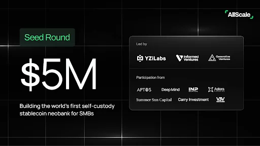 AllScale raises $5m seed led by YZi Labs to build world's first self-custody stablecoin Neobank - 1