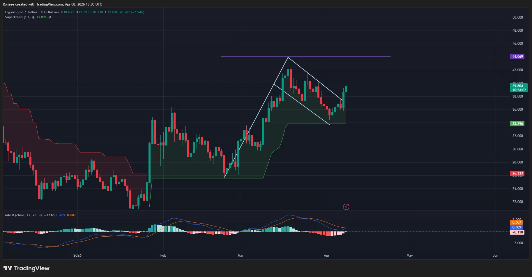 Hyperliquid price has broken out of a bullish flag pattern on the daily chart.