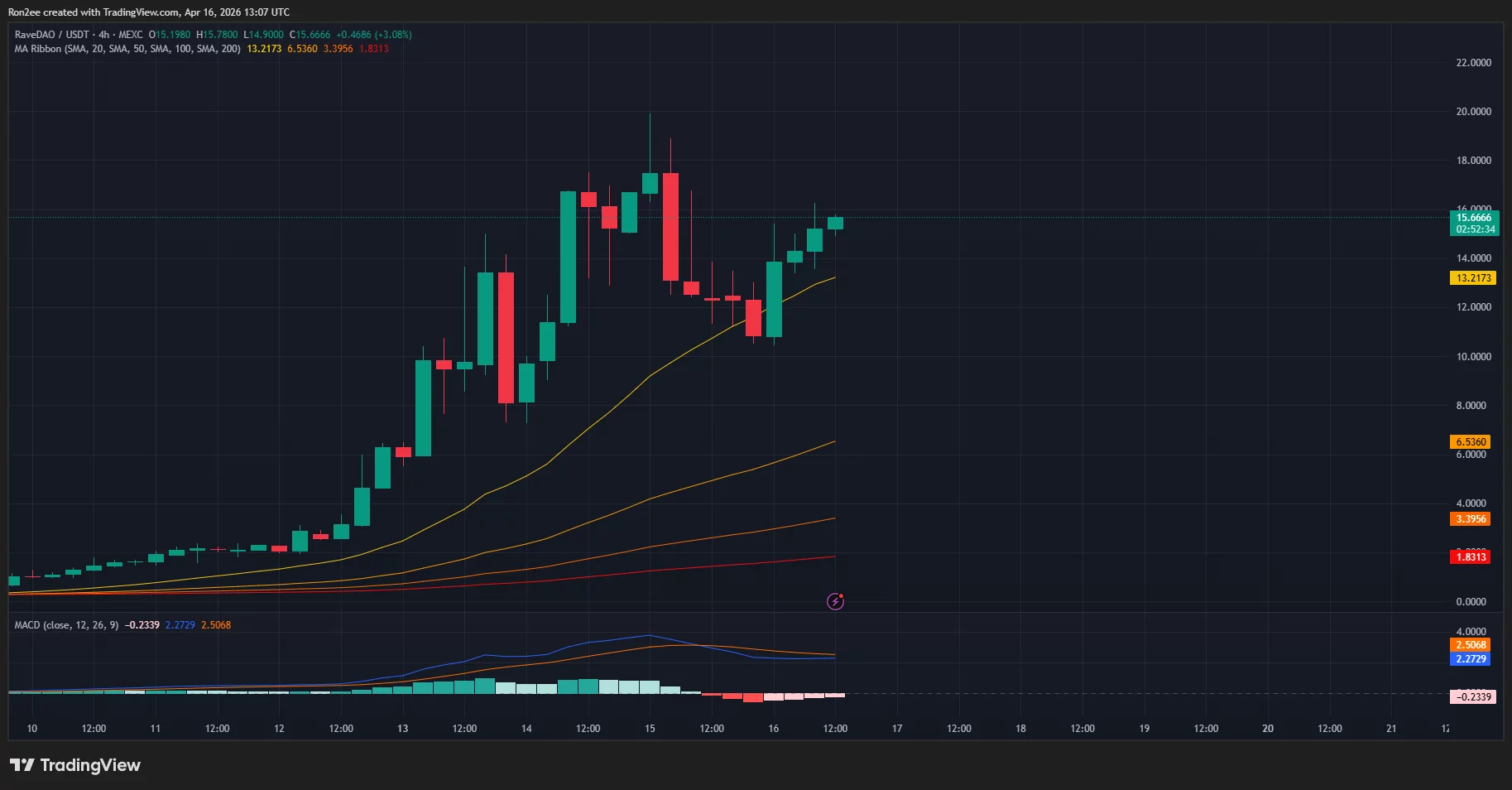 RAVE 4-hour/USDT price chart.