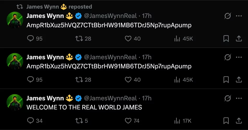 Posts promoting WORLD on Wynn's account.
