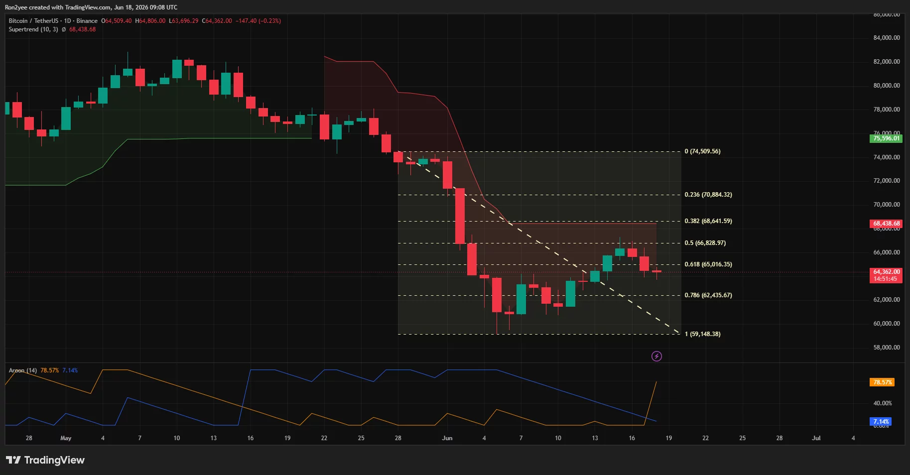 Bitcoin daily price chart.
