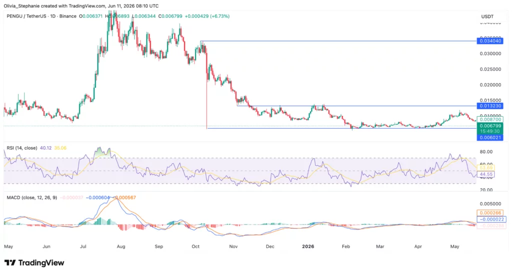 Pudgy Penguins (PENGU) price chart, source: TradingView