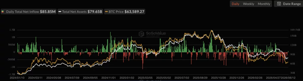 Bitcoin Spot ETF Net Inflow, source: SoSoValue