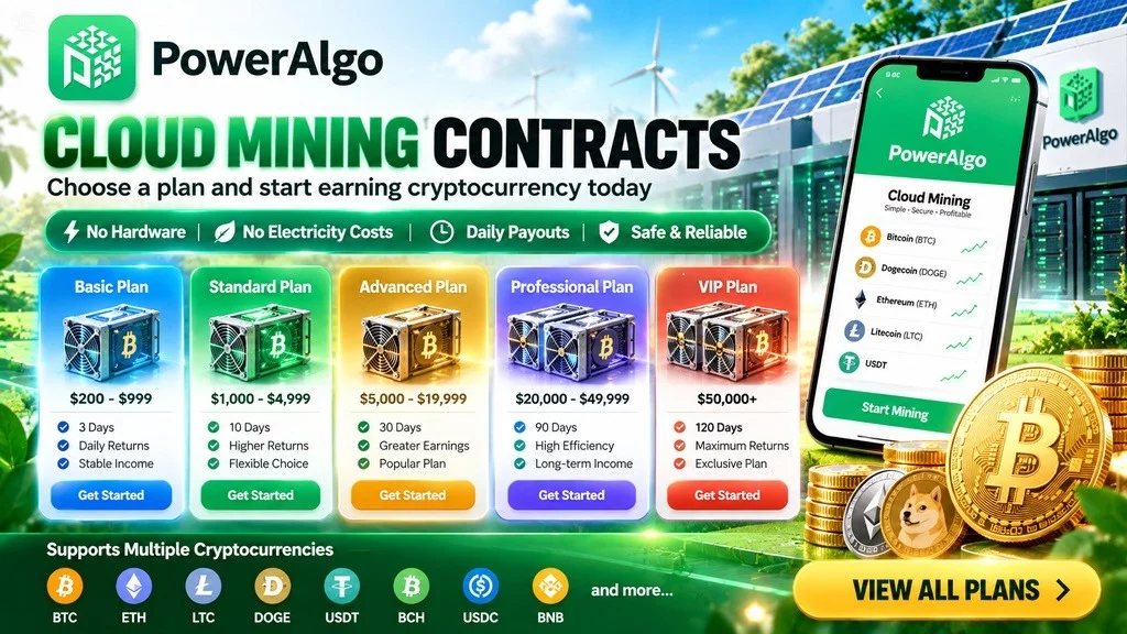 5 Cloud Mining Platforms in 2026: PowerAlgo, Binance, ECOS, NiceHash and Hashing24 - 4
